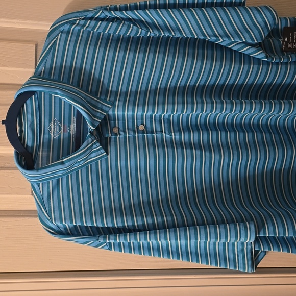 ST. JOHNS BAY BRAND MEN'S BIG & TALL BLUE STRIPED SHORT SLEEVE POLO SIZE 4XL - Picture 4 of 13